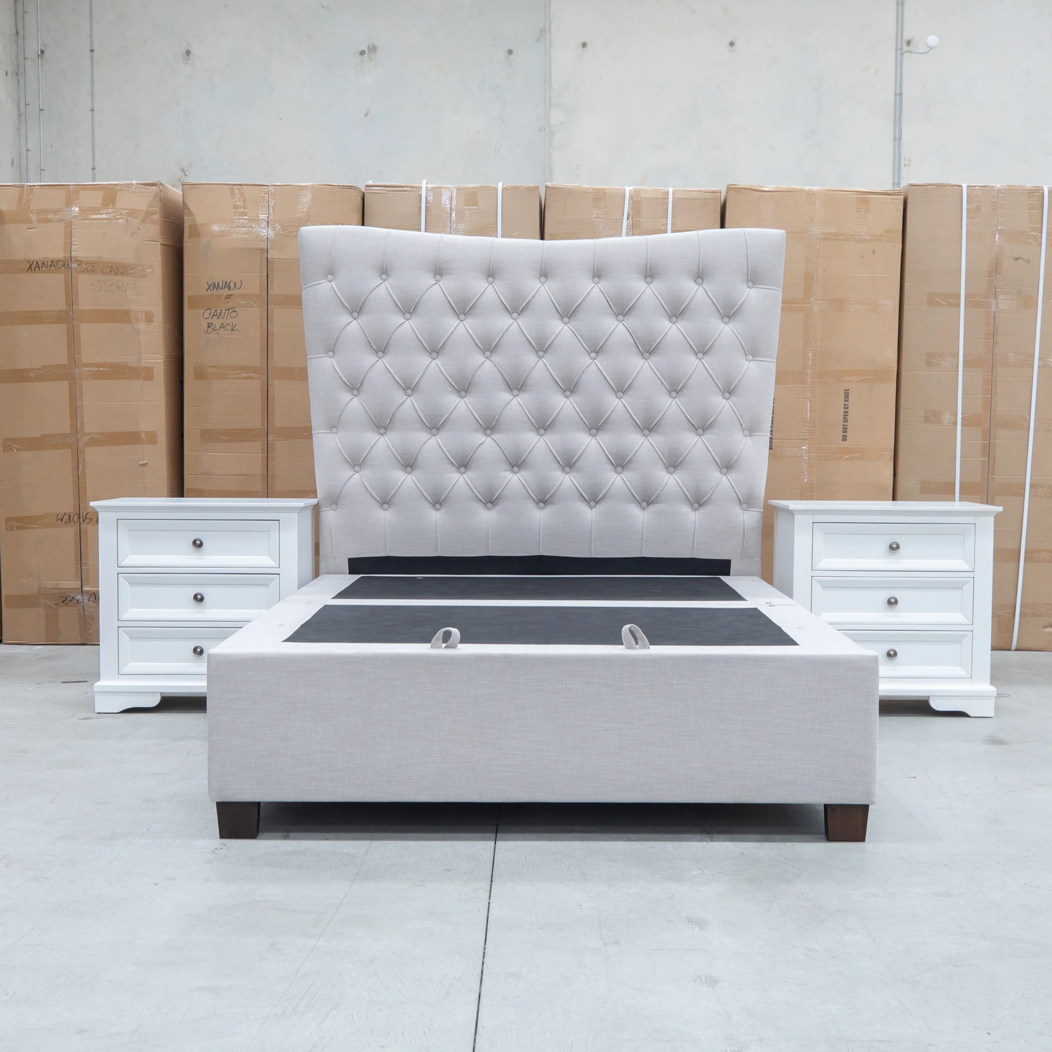 Sloane King Fabric Gas Lift Bed - Oat - Image 5