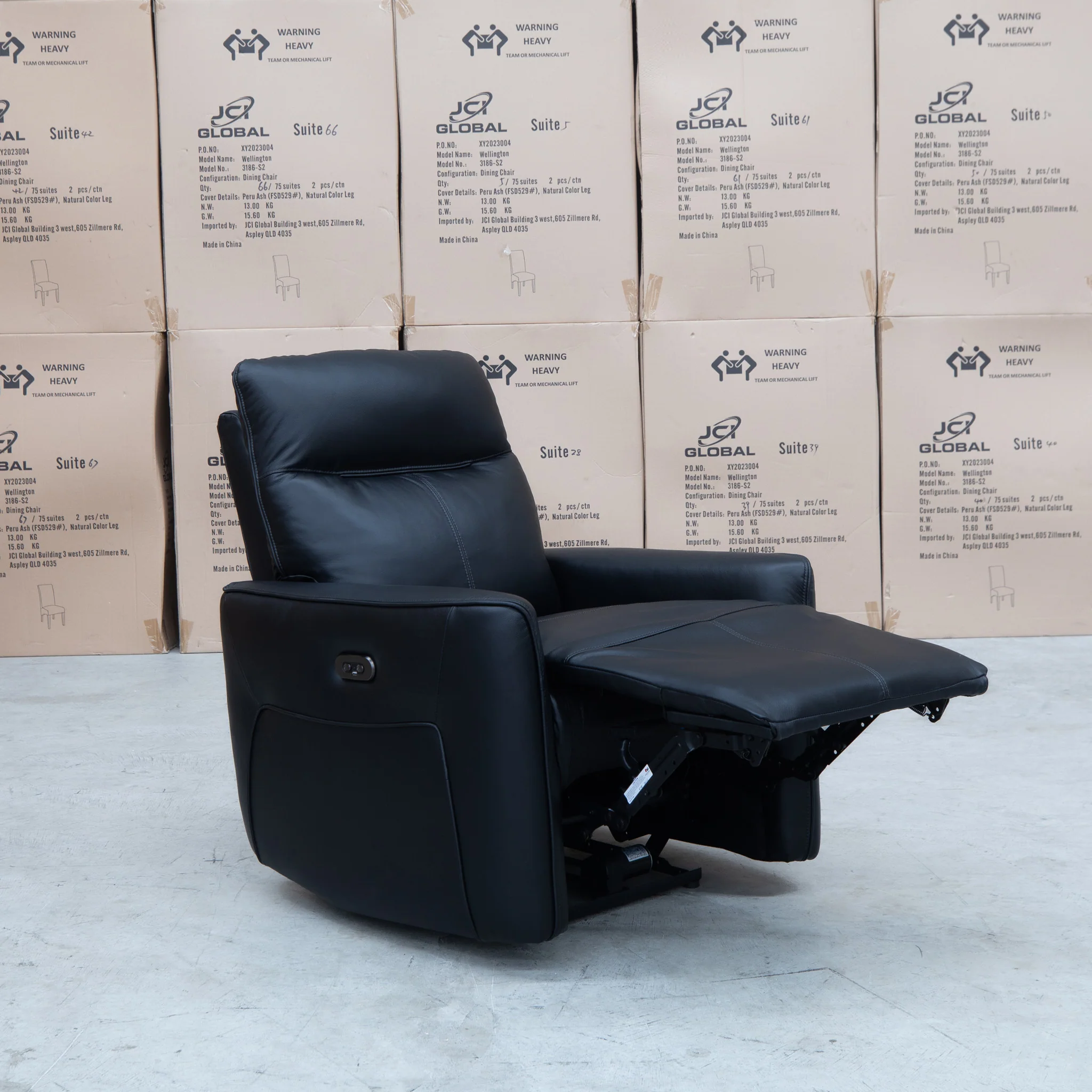 Stanford Dual-Motor Recliner - Black Leather