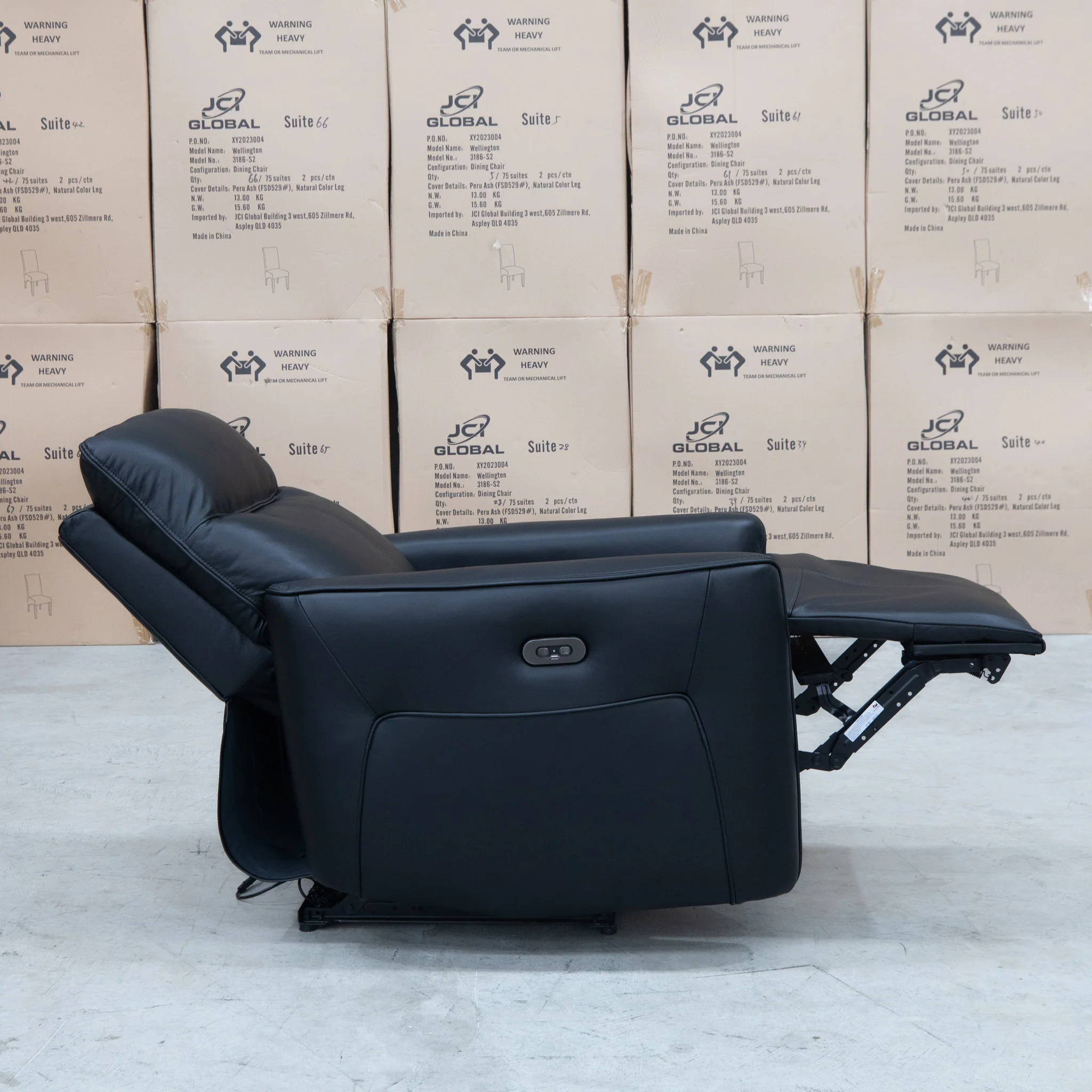 Stanford Dual-Motor Recliner - Black Leather - Image 13