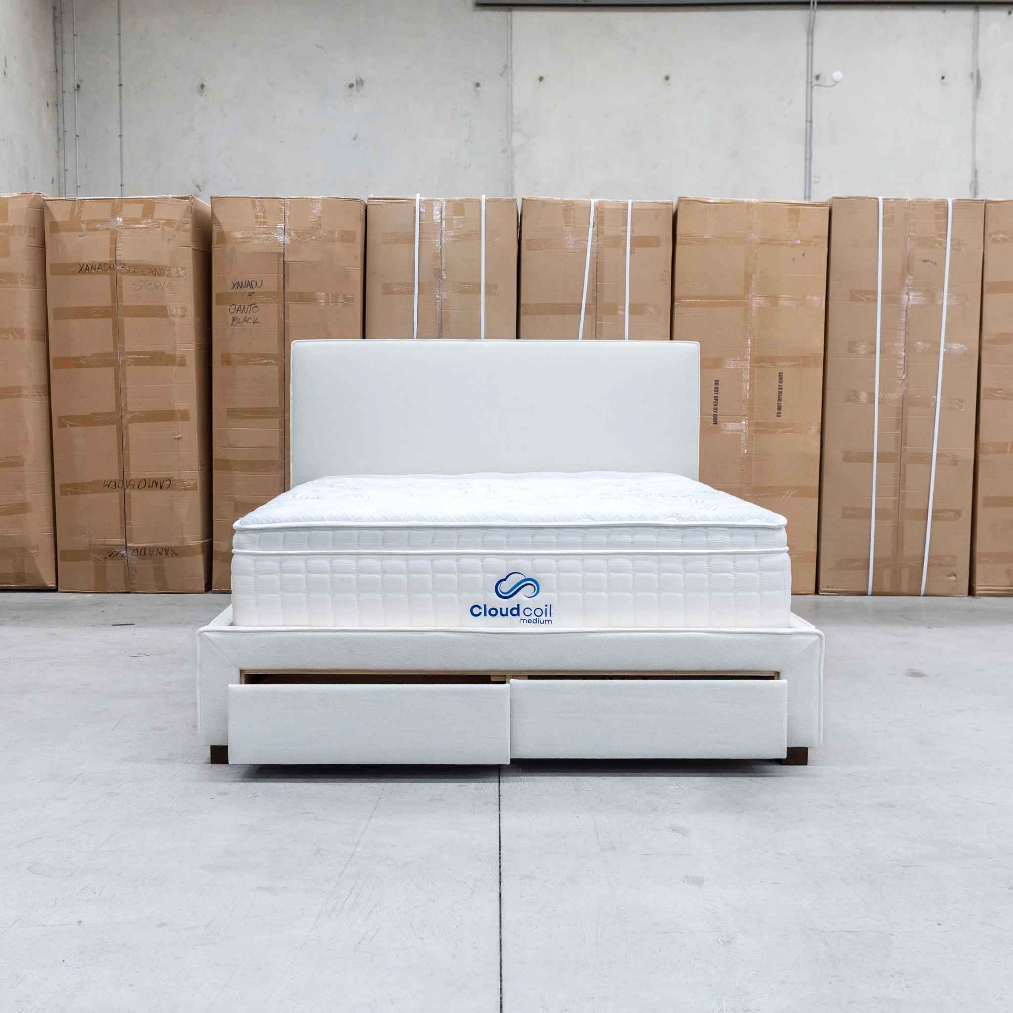 Talia Double Fabric Storage Bed - Bone - Image 5