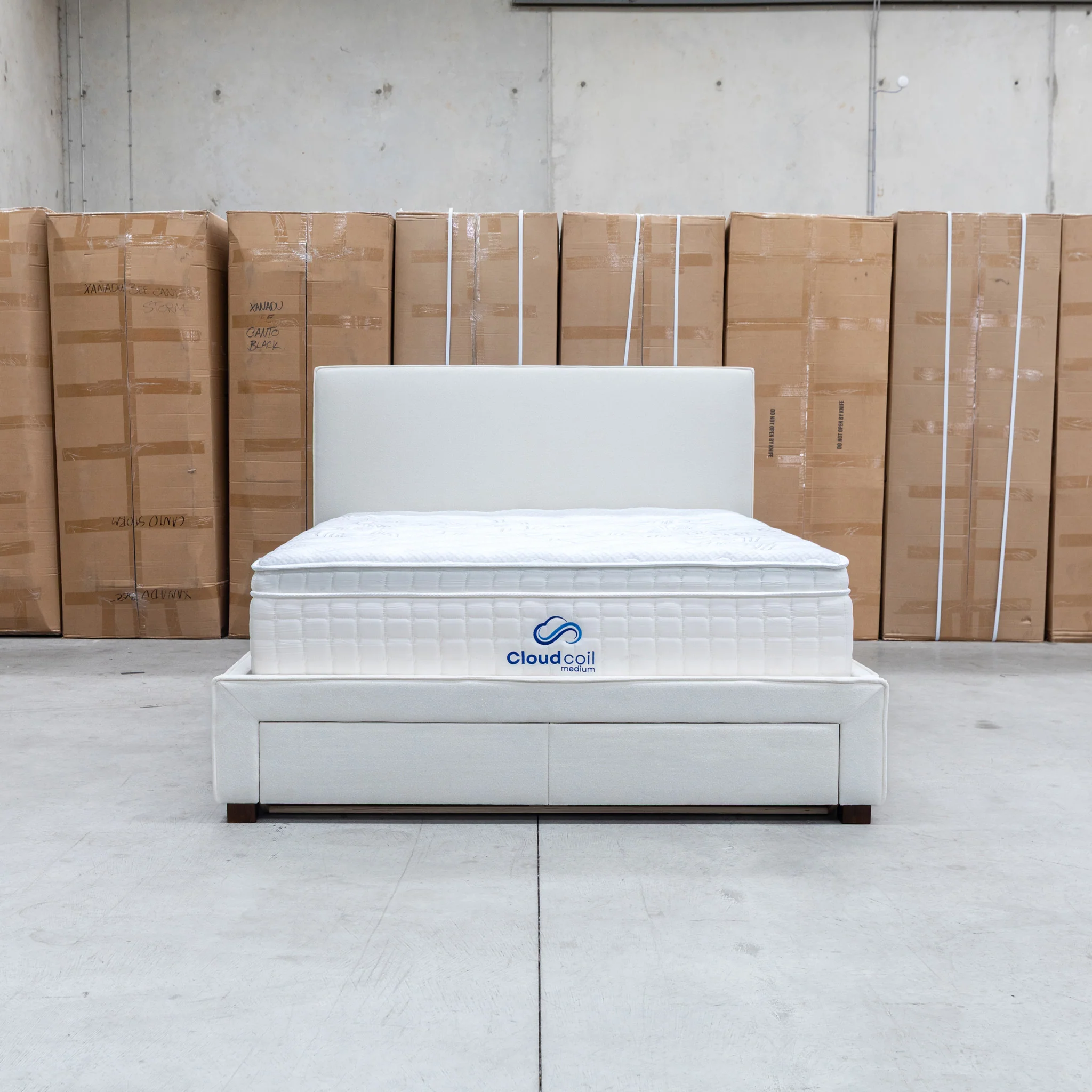 Talia Double Fabric Storage Bed - Bone - Image 6