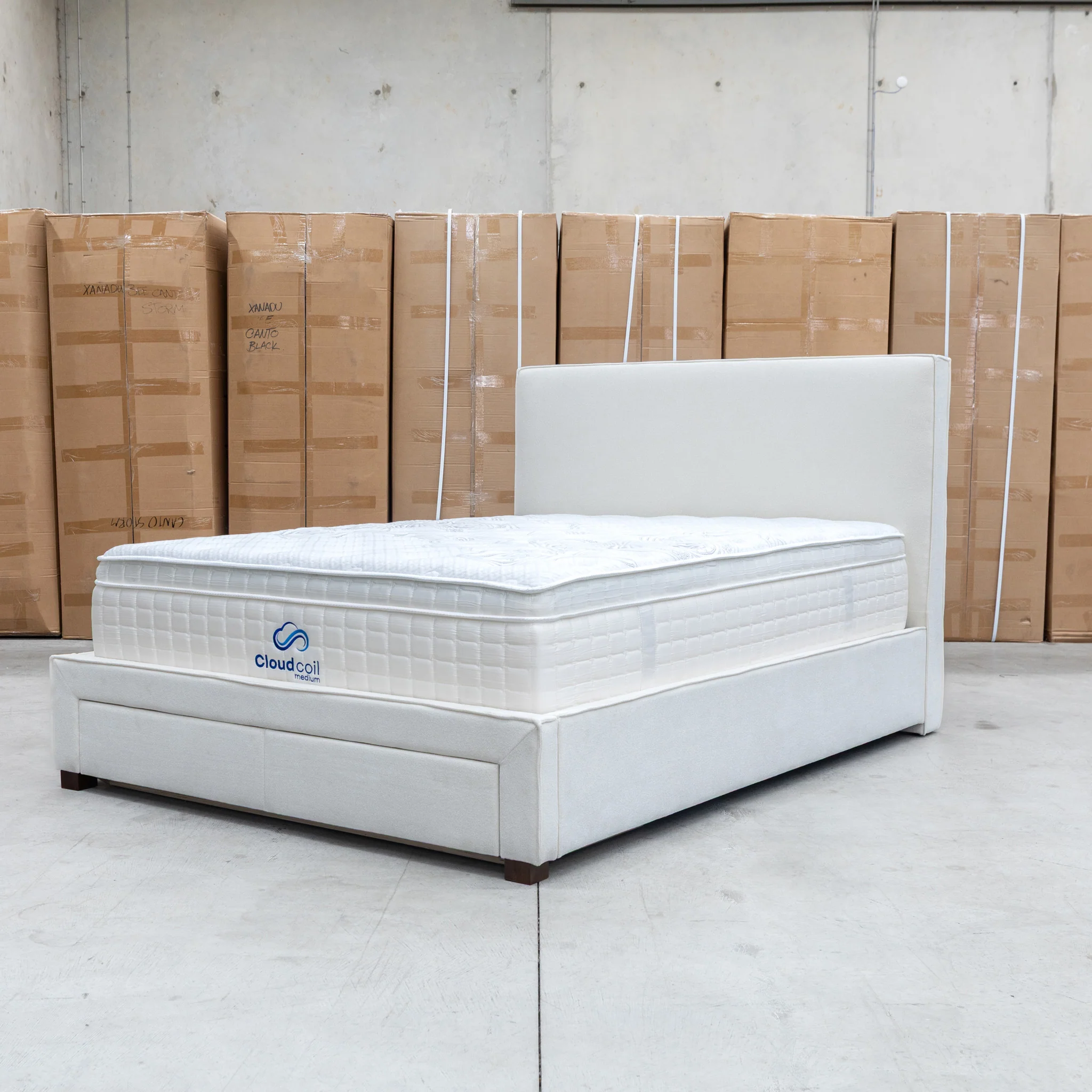 Talia Double Fabric Storage Bed - Bone - Image 8