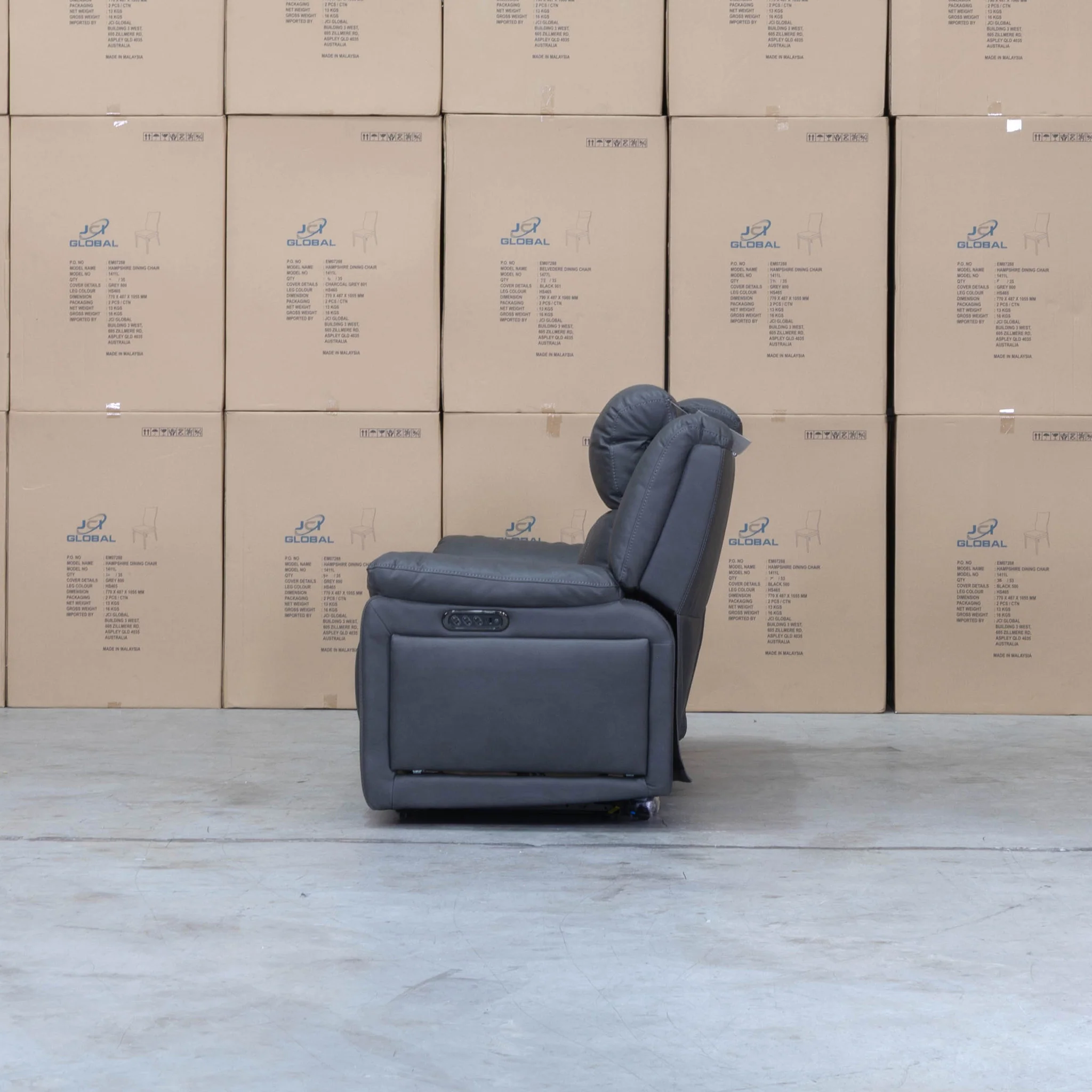 Venus Three Seat Triple-Motor Electric Recliner Lounge - Charcoal - Image 9