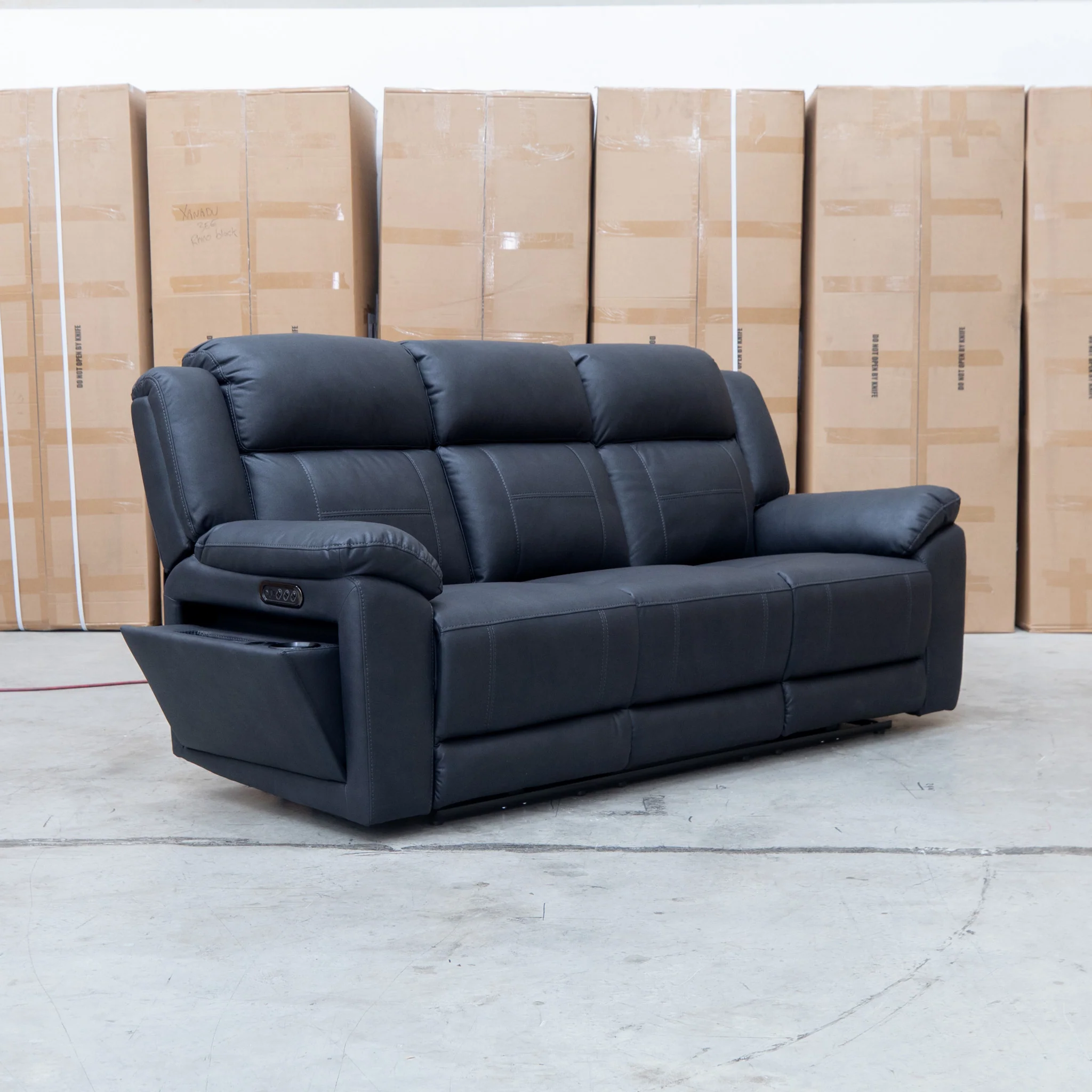 Venus Three Seat Triple-Motor Electric Recliner Lounge - Coal - Image 10