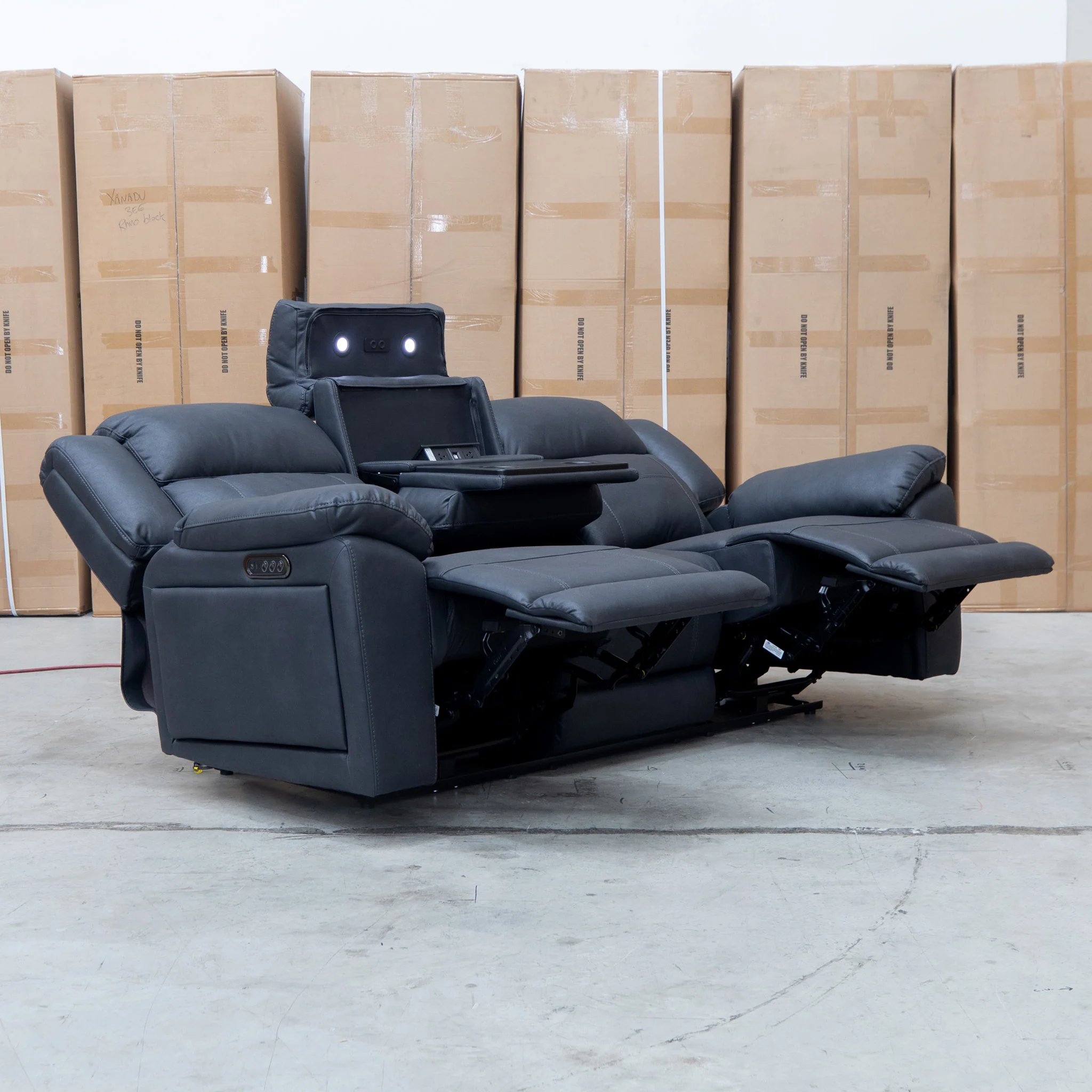 Venus Three Seat Triple-Motor Electric Recliner Lounge - Coal - Image 14