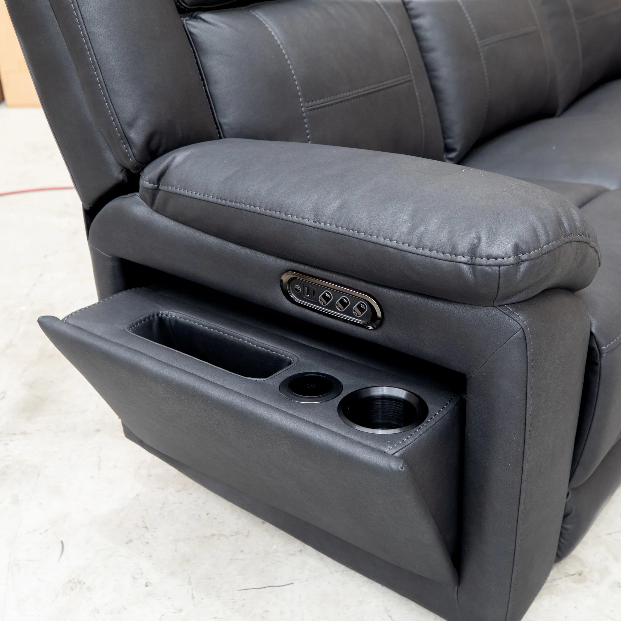 Venus Three Seat Triple-Motor Electric Recliner Lounge - Coal - Image 16