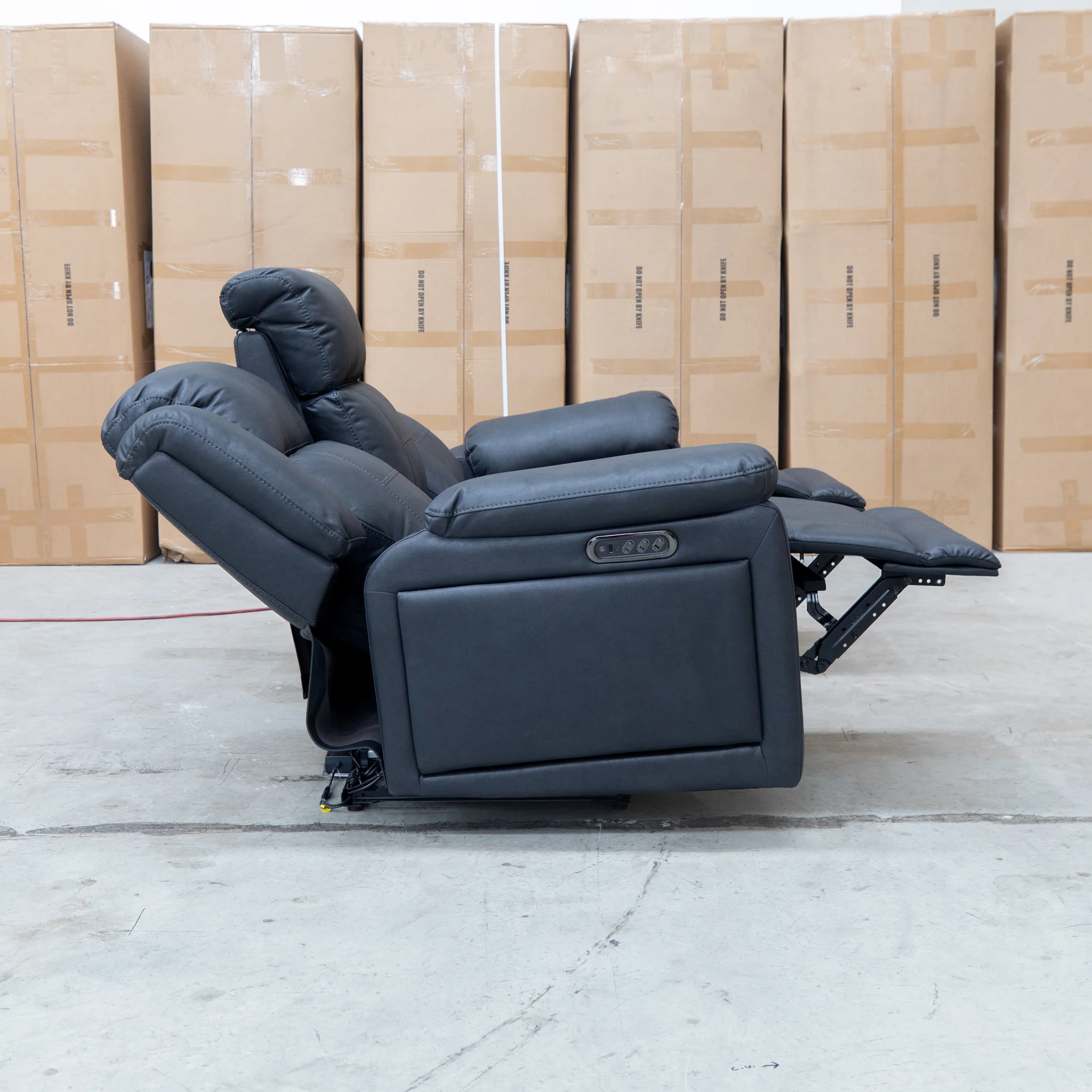 Venus Three Seat Triple-Motor Electric Recliner Lounge - Coal - Image 22