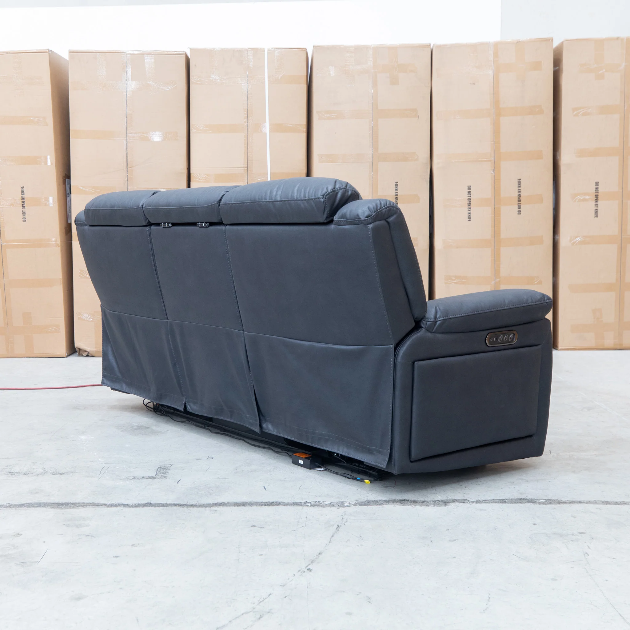 Venus Three Seat Triple-Motor Electric Recliner Lounge - Coal - Image 24