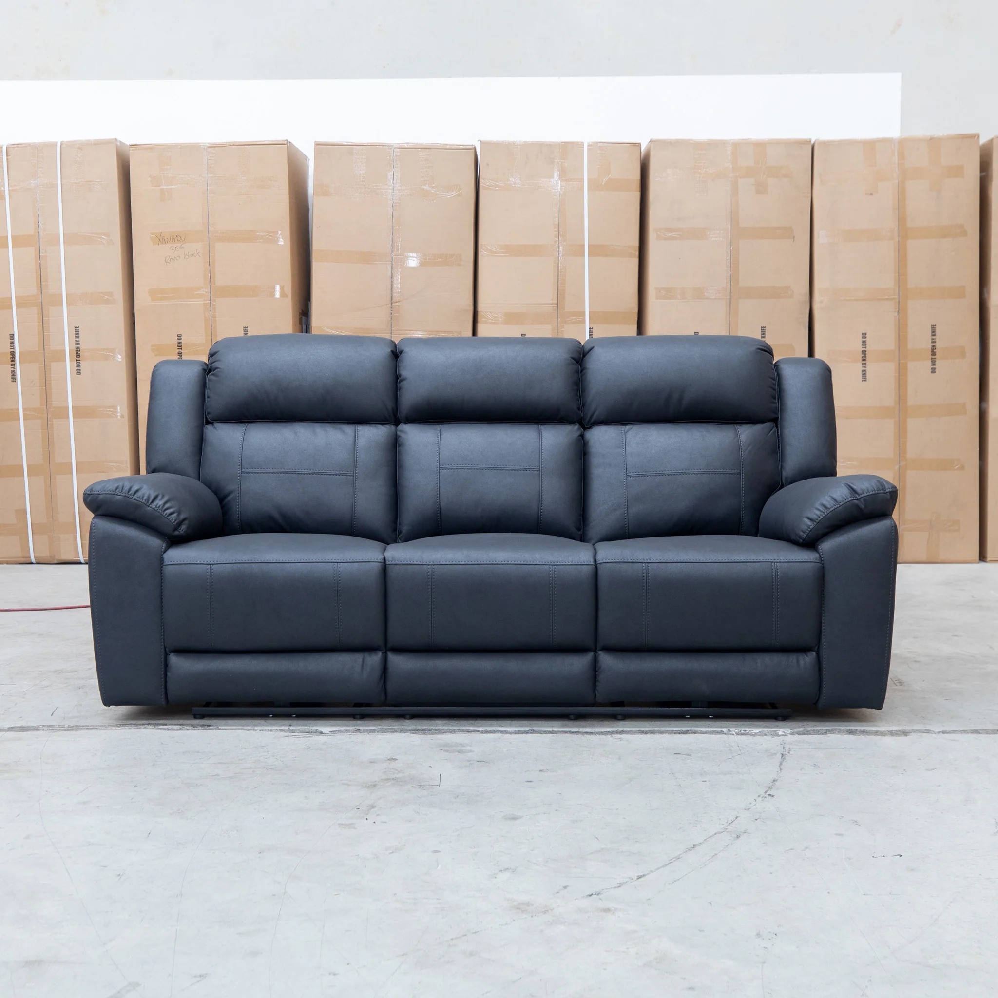 Venus Three Seat Triple-Motor Electric Recliner Lounge - Coal - Image 3
