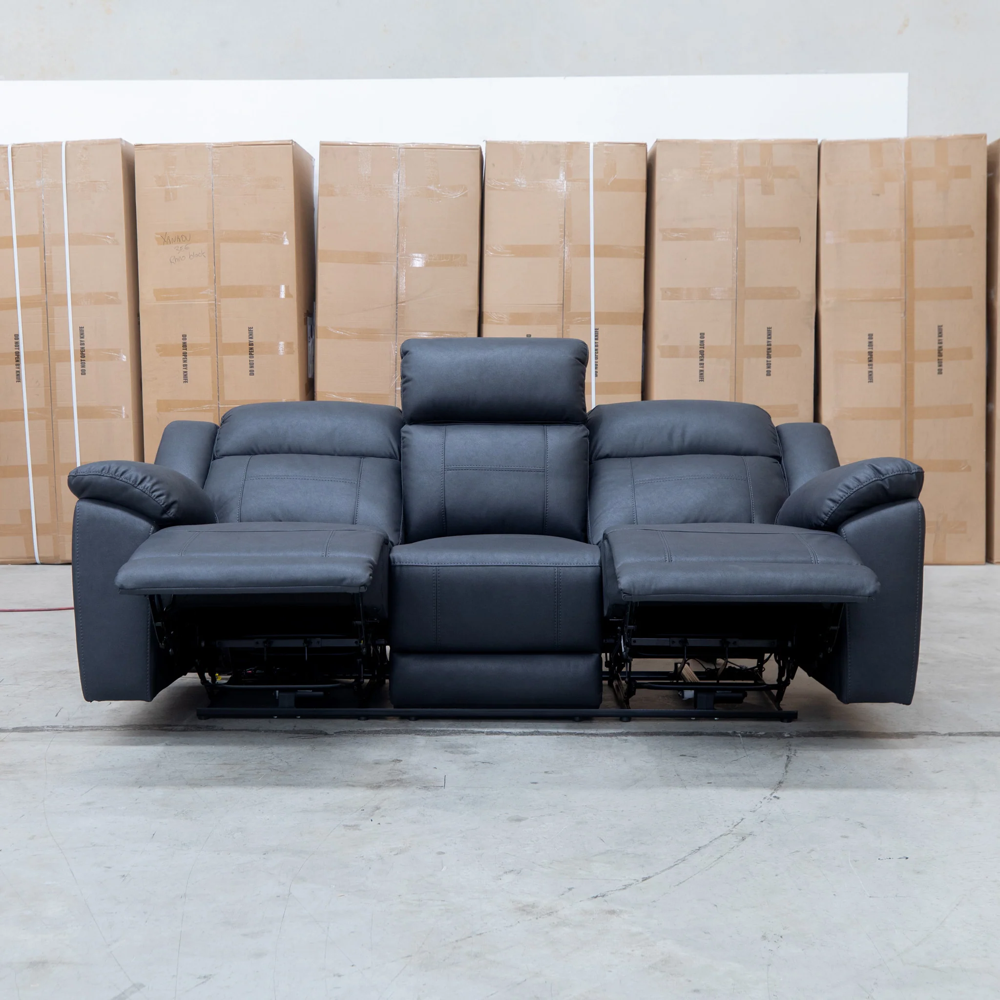 Venus Three Seat Triple-Motor Electric Recliner Lounge - Coal - Image 6