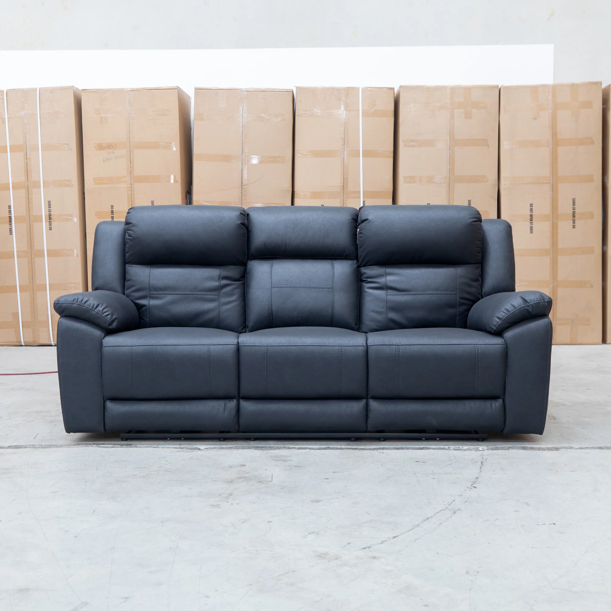 Venus Three Seat Triple-Motor Electric Recliner Lounge - Coal - Image 8