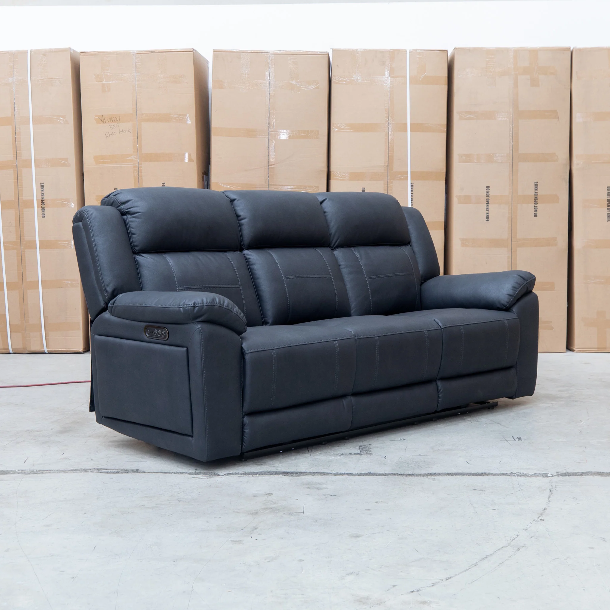 Venus Three Seat Triple-Motor Electric Recliner Lounge - Coal - Image 9