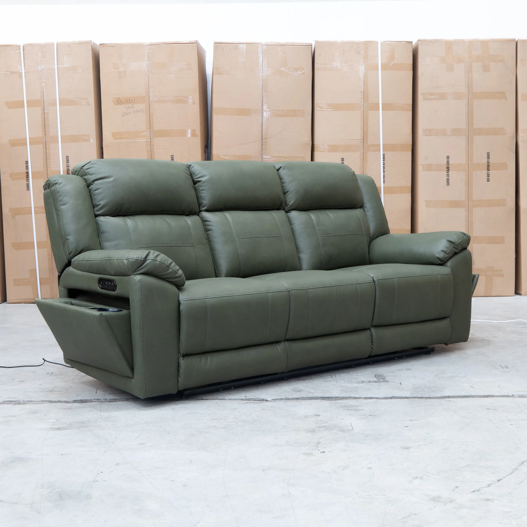 Venus Three Seat Triple-Motor Electric Recliner Lounge - Moss - Image 11
