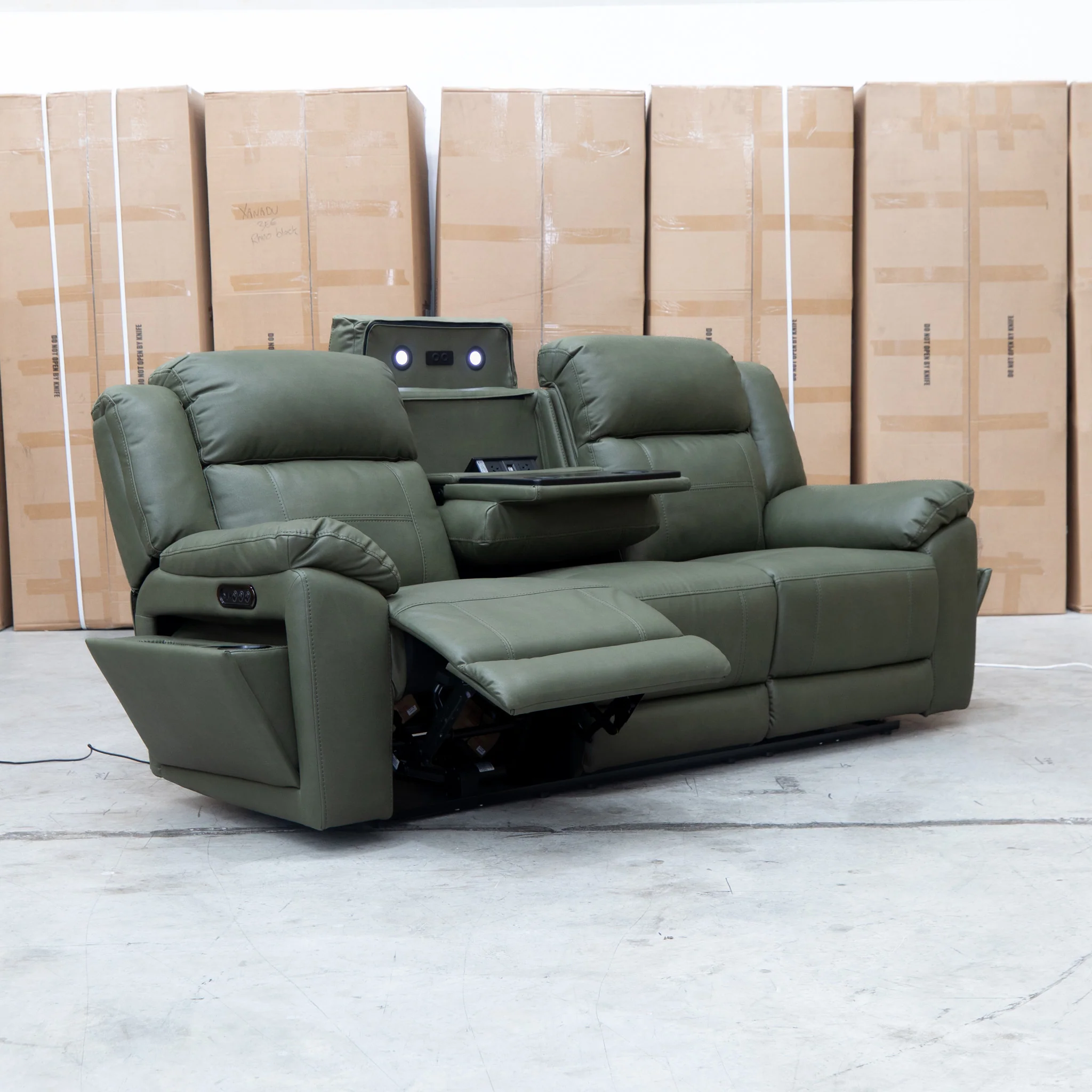 Venus Three Seat Triple-Motor Electric Recliner Lounge - Moss - Image 13