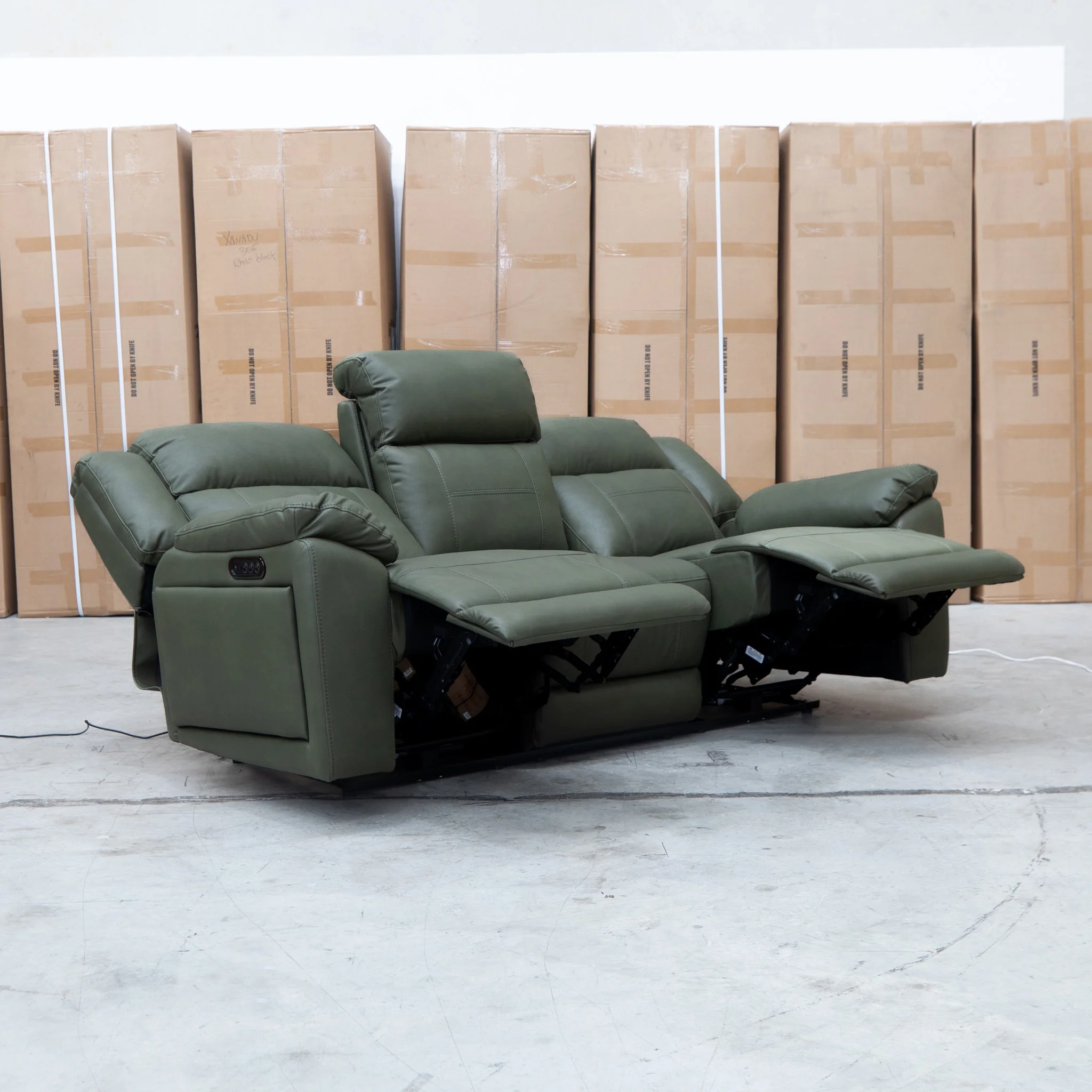 Venus Three Seat Triple-Motor Electric Recliner Lounge - Moss - Image 15