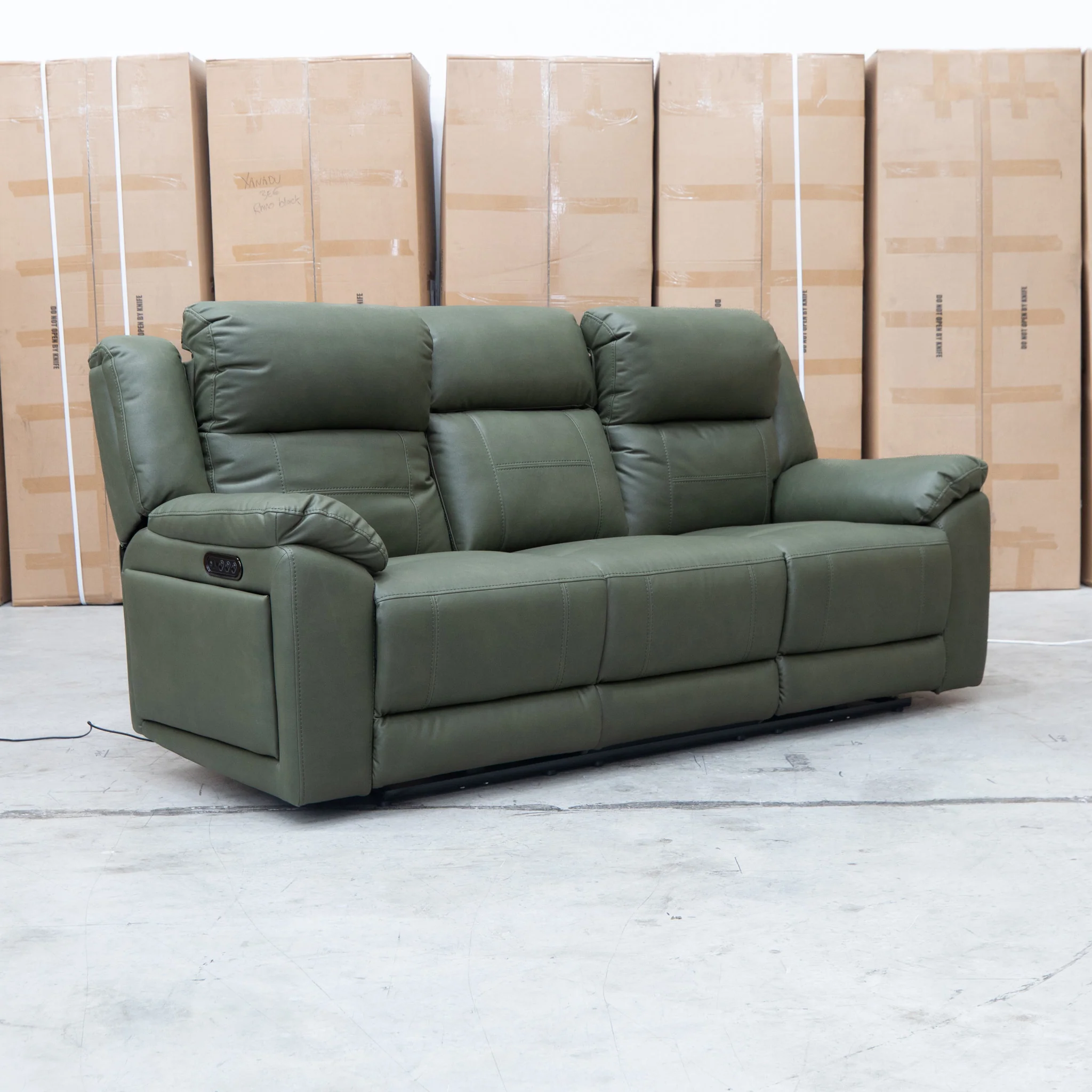 Venus Three Seat Triple-Motor Electric Recliner Lounge - Moss - Image 16