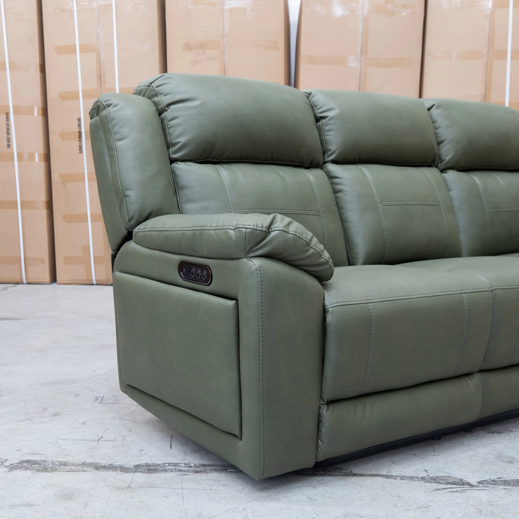 Venus Three Seat Triple-Motor Electric Recliner Lounge - Moss - Image 17