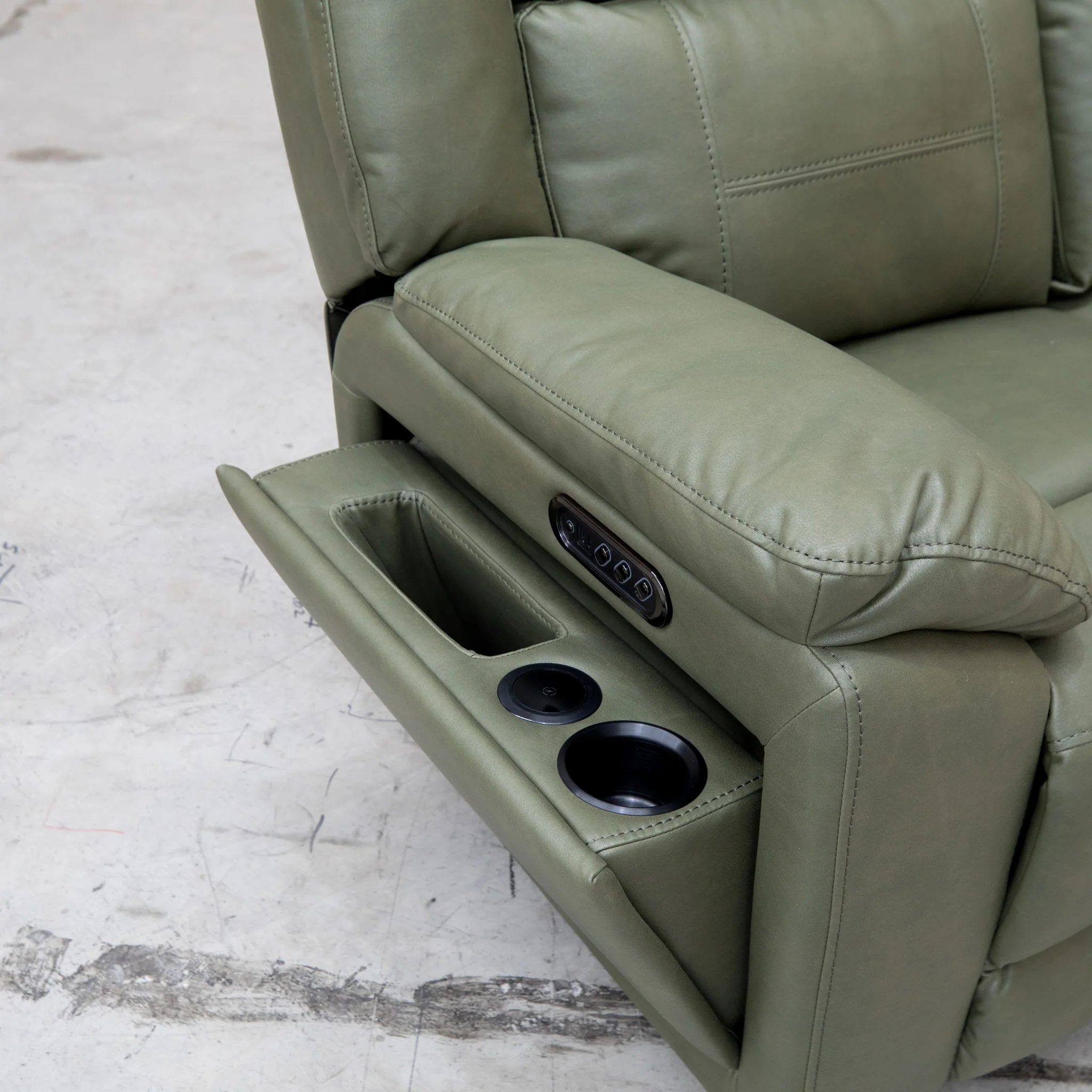 Venus Three Seat Triple-Motor Electric Recliner Lounge - Moss - Image 19