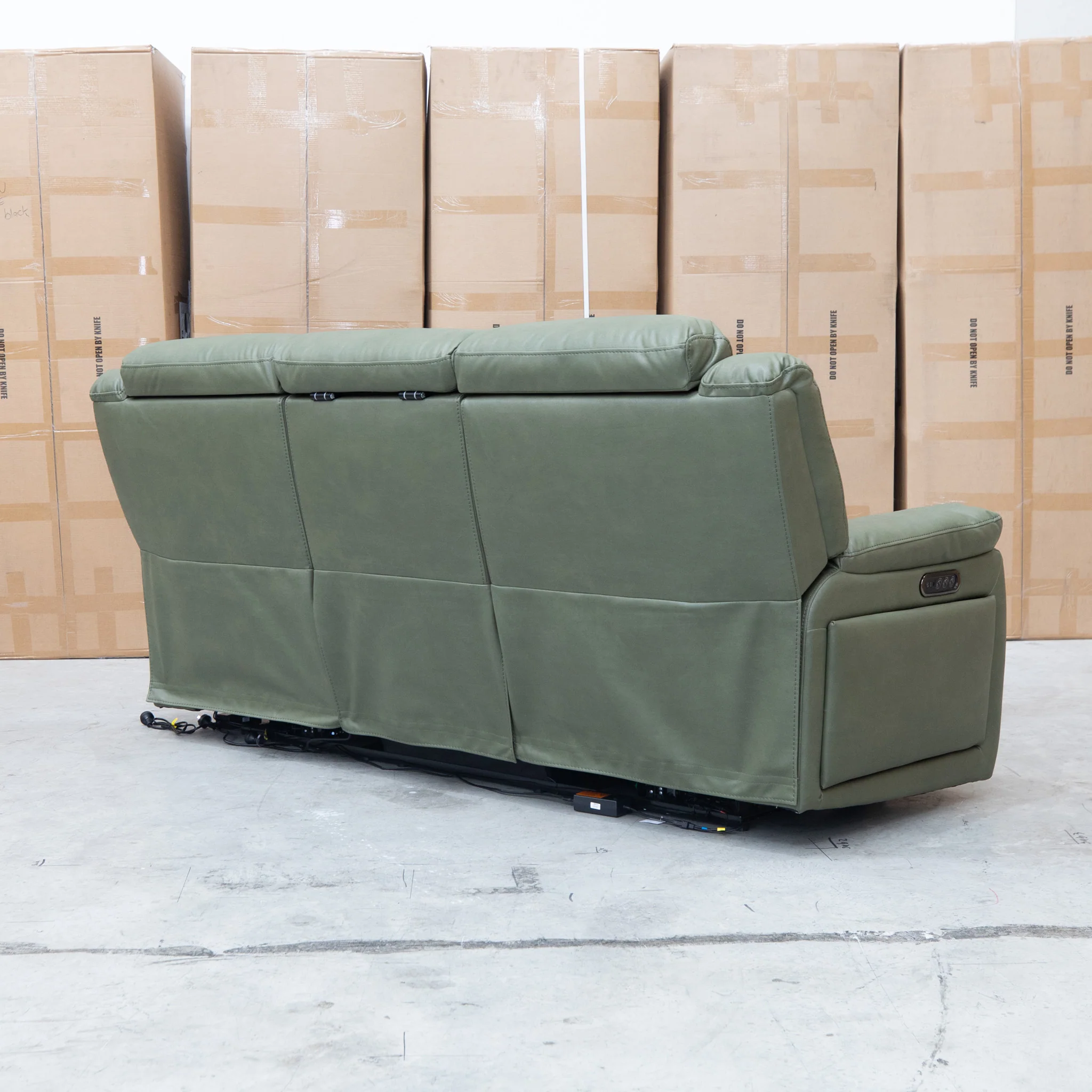 Venus Three Seat Triple-Motor Electric Recliner Lounge - Moss - Image 26