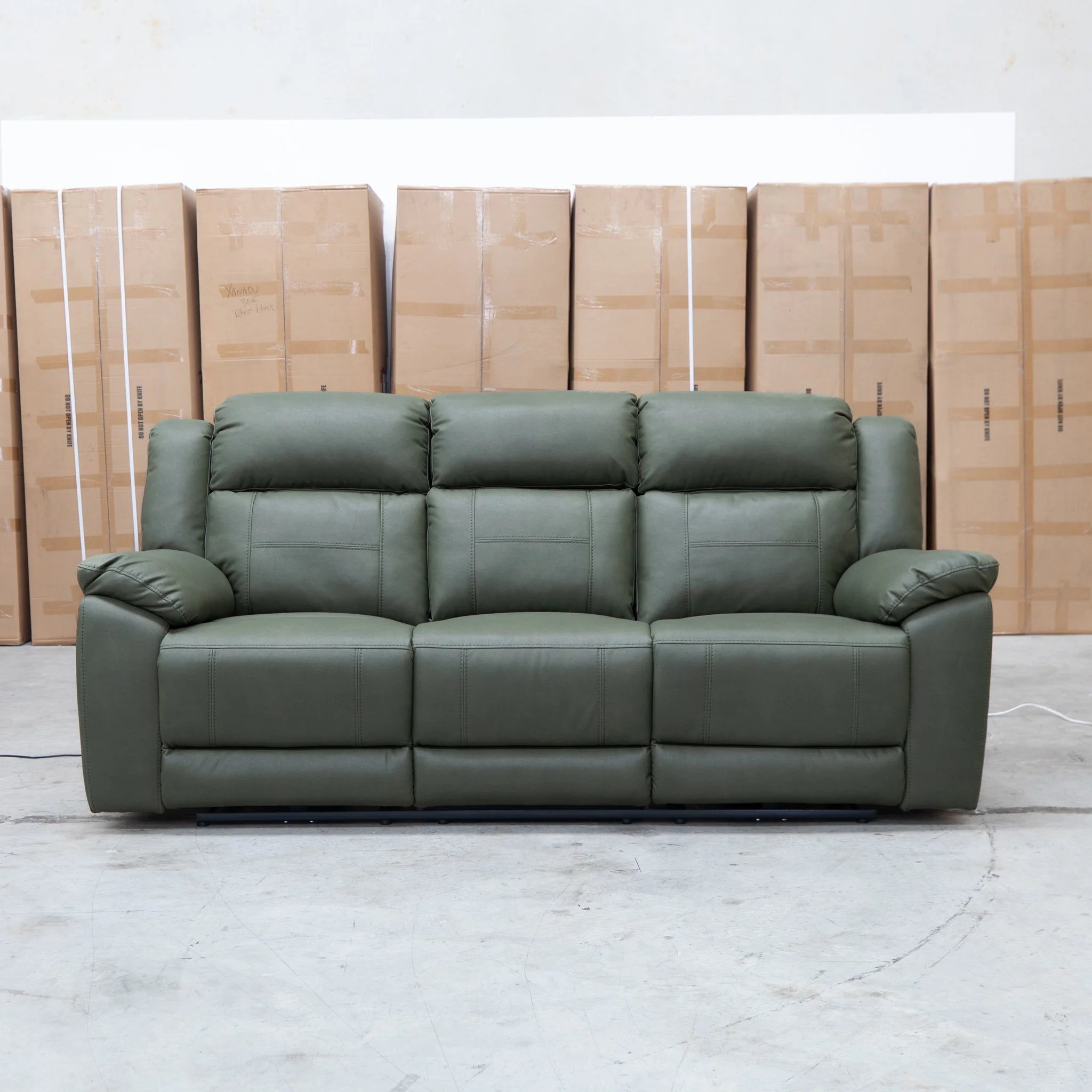 Venus Three Seat Triple-Motor Electric Recliner Lounge - Moss - Image 3