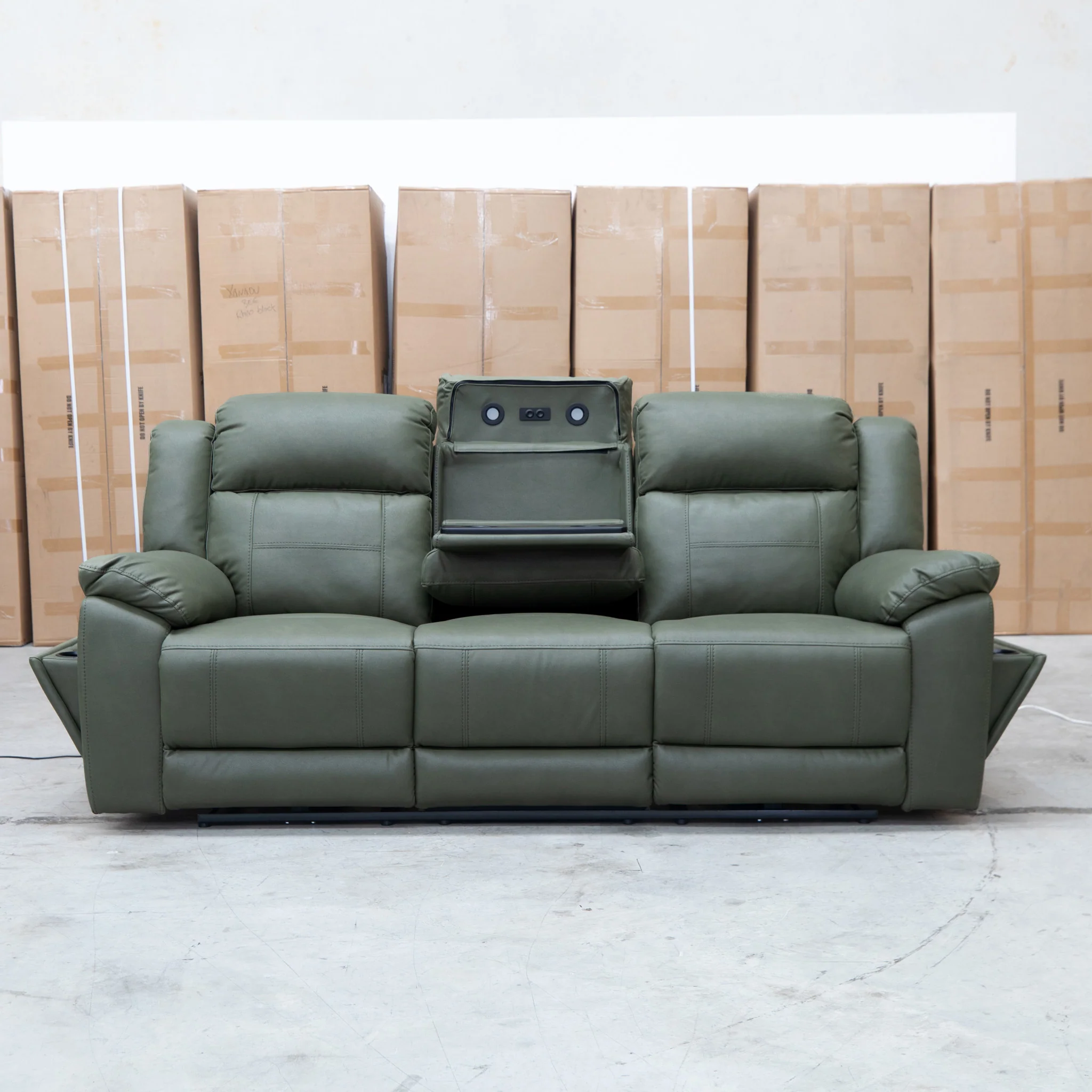 Venus Three Seat Triple-Motor Electric Recliner Lounge - Moss - Image 5