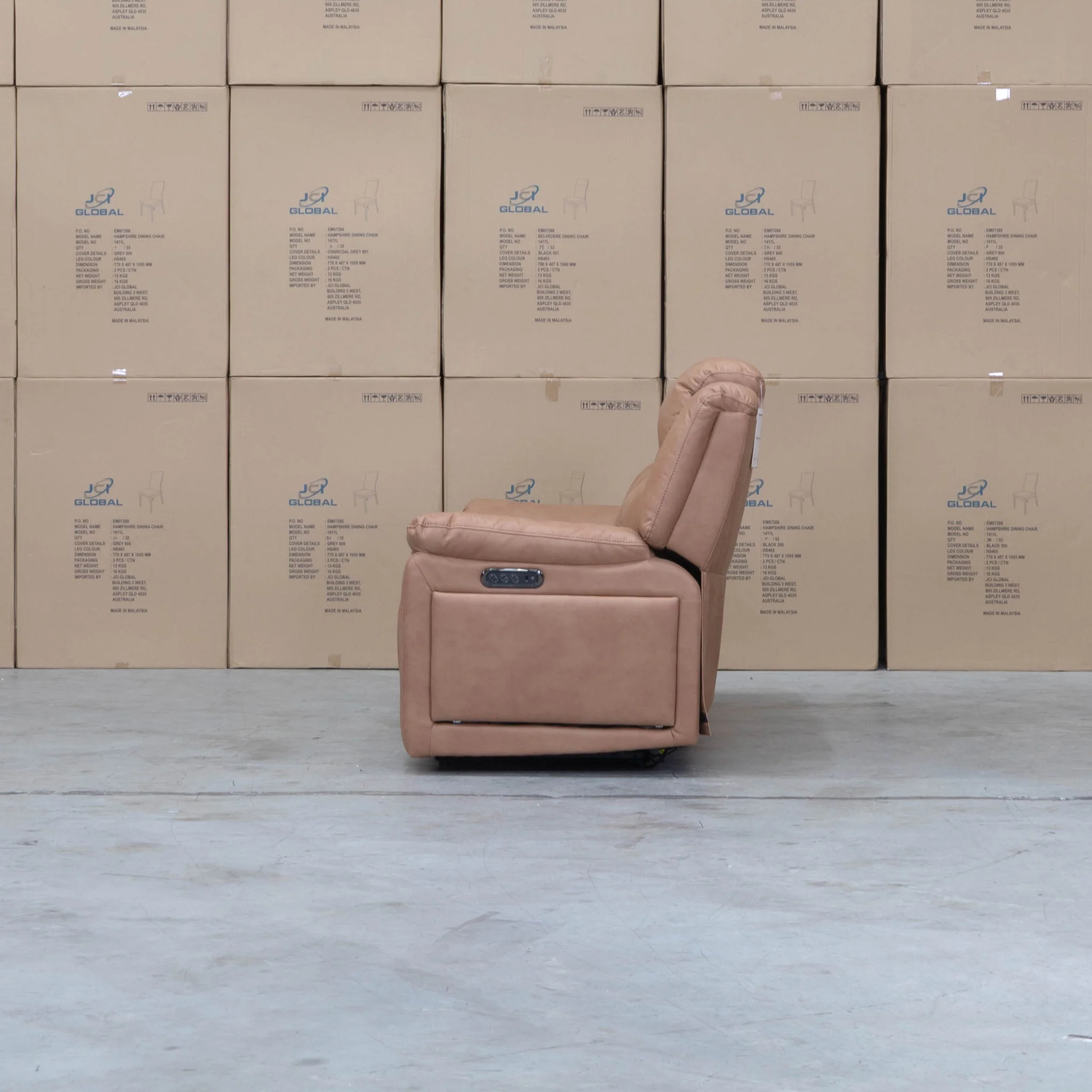 Venus Three Seat Triple-Motor Electric Recliner Lounge - Tan - Image 14